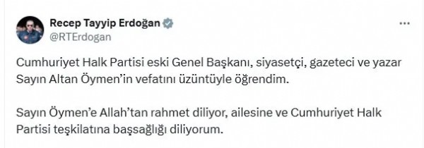 Eski CHP Genel Başkanı Altan Öymen hayatını kaybetti